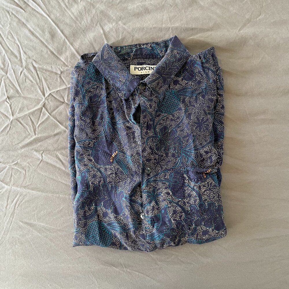 Porcini Silk Button Down Shirt